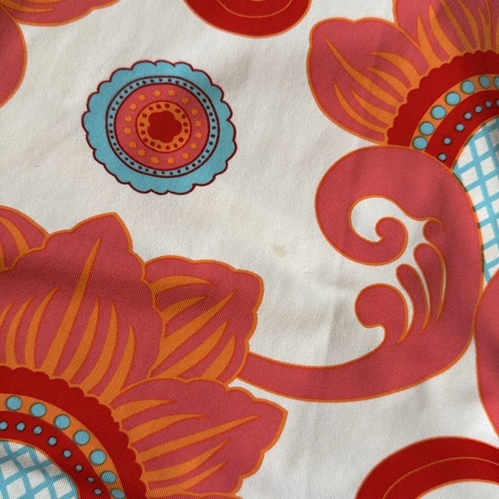 J. McLaughlin Coral Pink Blue Floral Tunic Top - M (D7) - Picture 2 of 5